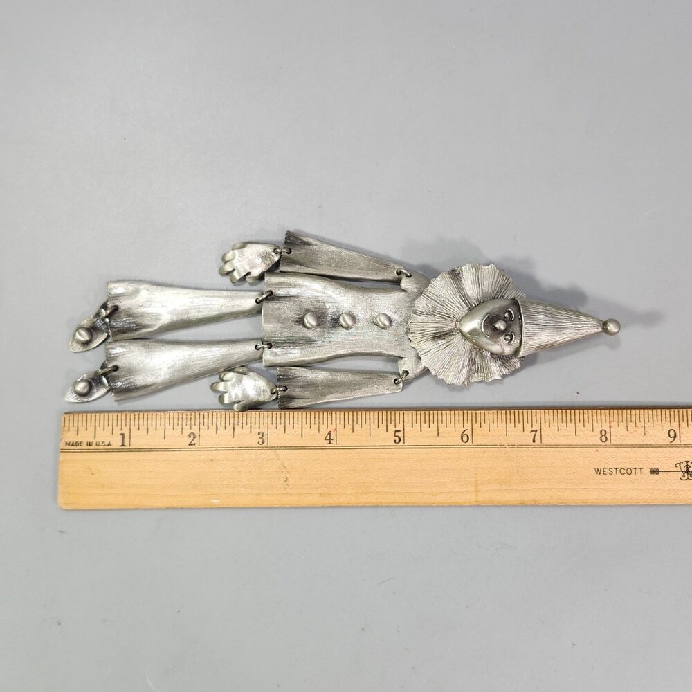 Pewter Circus Clown Articulated Jester Necklace Charm Statement Fashion Jewelry - Picture 6 of 11